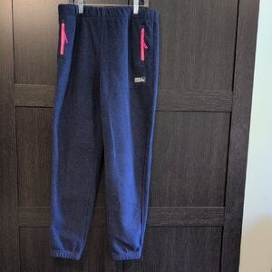 Kids' Eddie Bauer Navy Blue Fleece Joggers with Pink Accents
